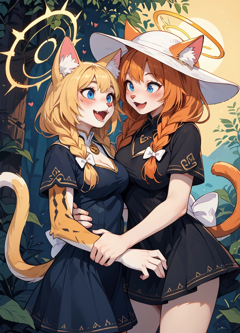 furry, multiple girls, 2girls, animal ears, tail, blue eyes · Yamete.gg