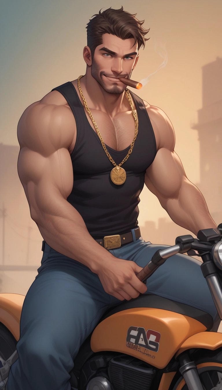 bara, male focus, 1boy, muscular, muscular male, facial hair
