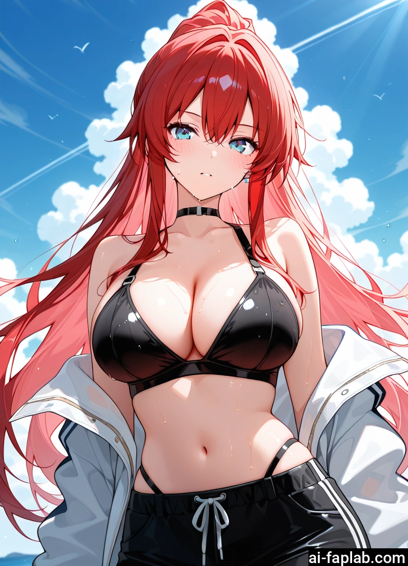 breasts, 1girl, long hair, solo, large breasts, navel · Yamete.gg