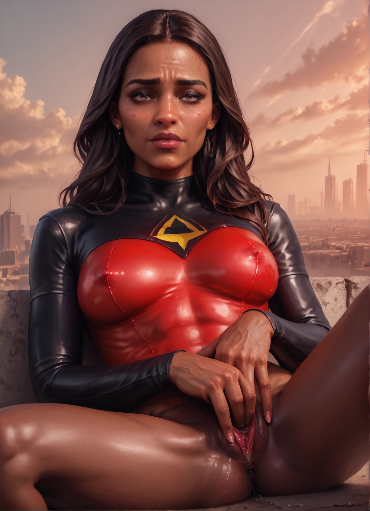 1girl, solo, breasts, pussy, spread legs, bodysuit · Yamete.gg