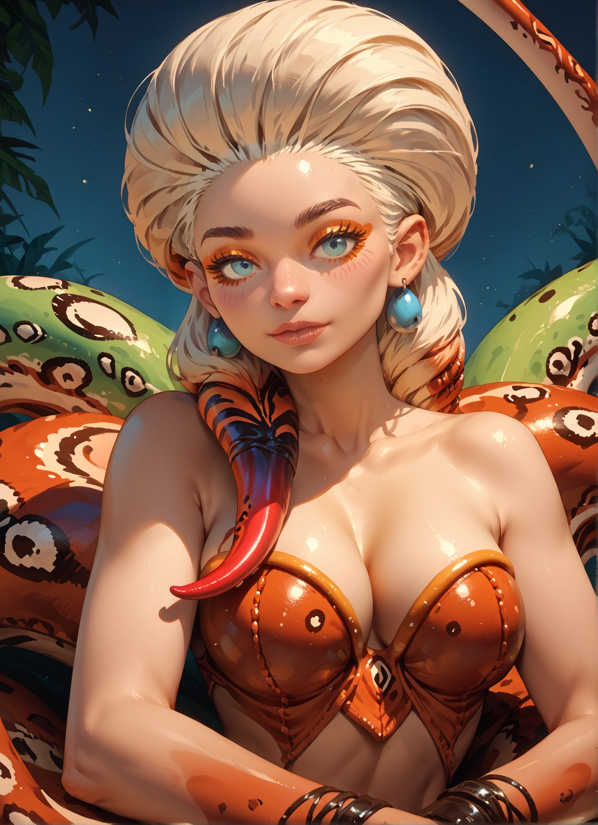 1girl, breasts, solo, jewelry, earrings, cleavage · Yamete.gg
