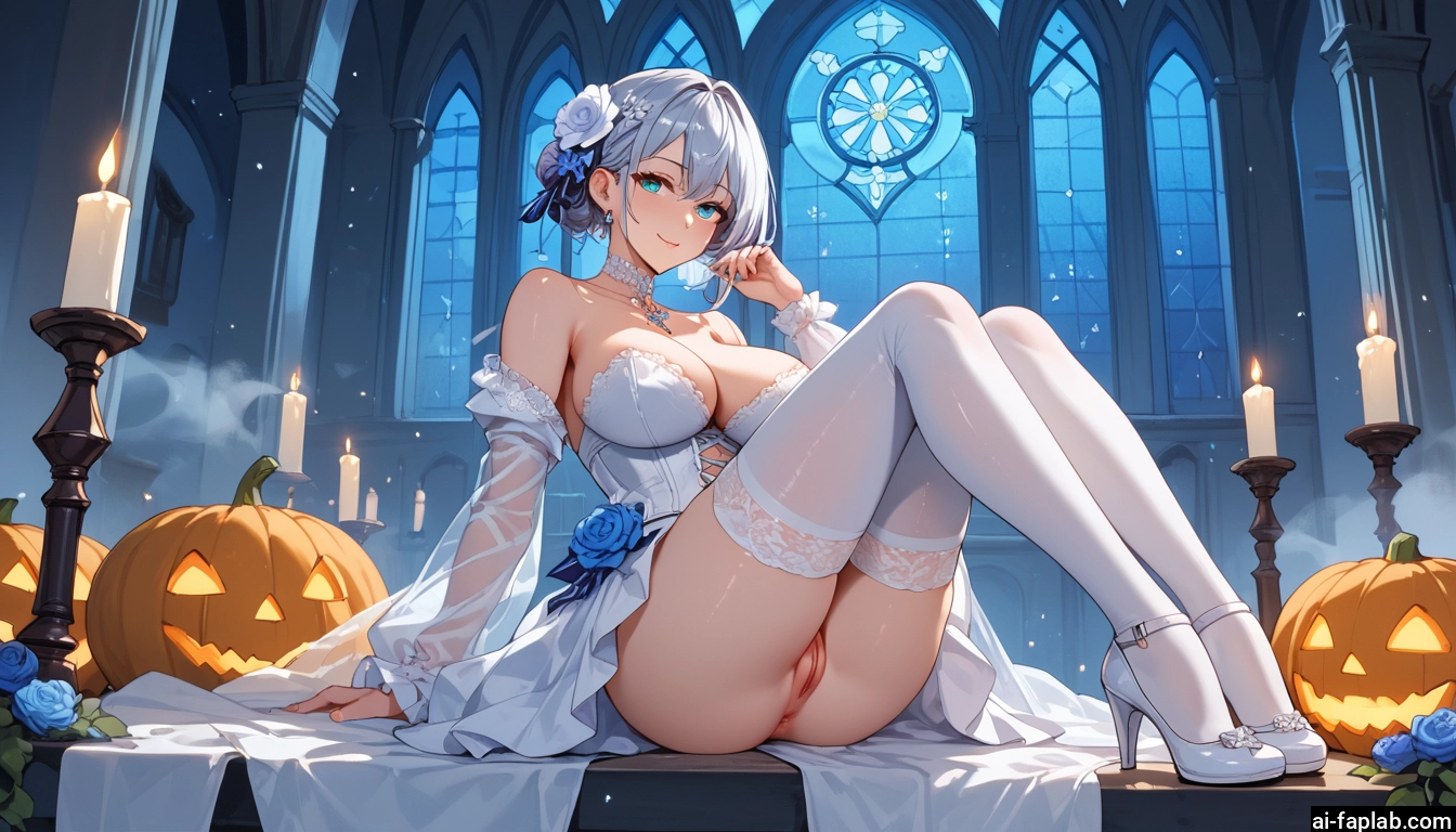 1girl, breasts, pussy, thighhighs, large breasts, dress · Yamete.gg