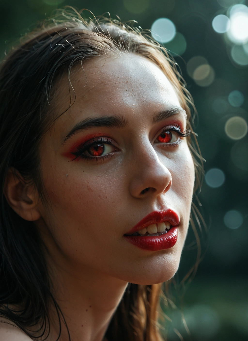 1girl, solo, red eyes, teeth, looking at viewer, freckles · Yamete.gg