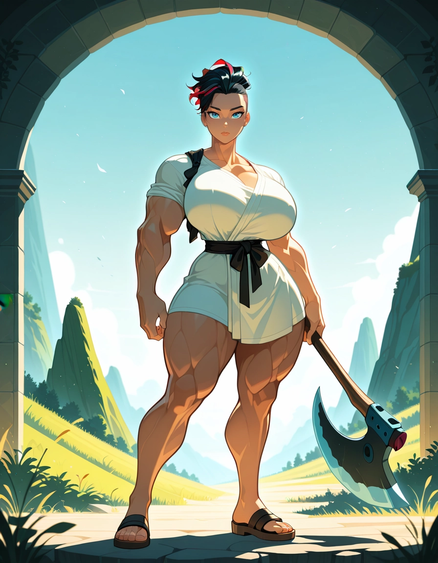 1girl, thighs, thick thighs, muscular, muscular female, breasts · Yamete.gg