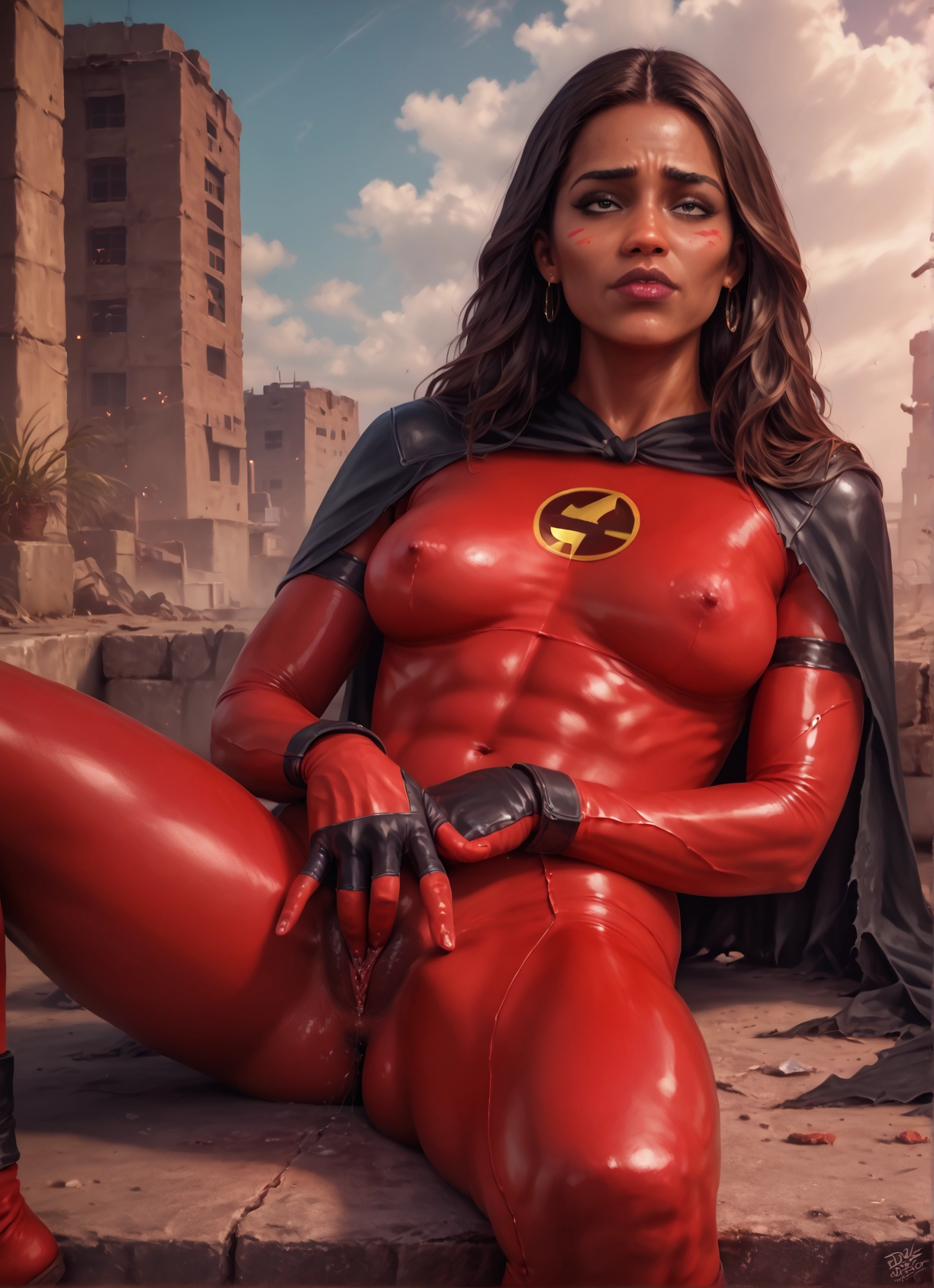 1girl, solo, jewelry, breasts, bodysuit, earrings · Yamete.gg
