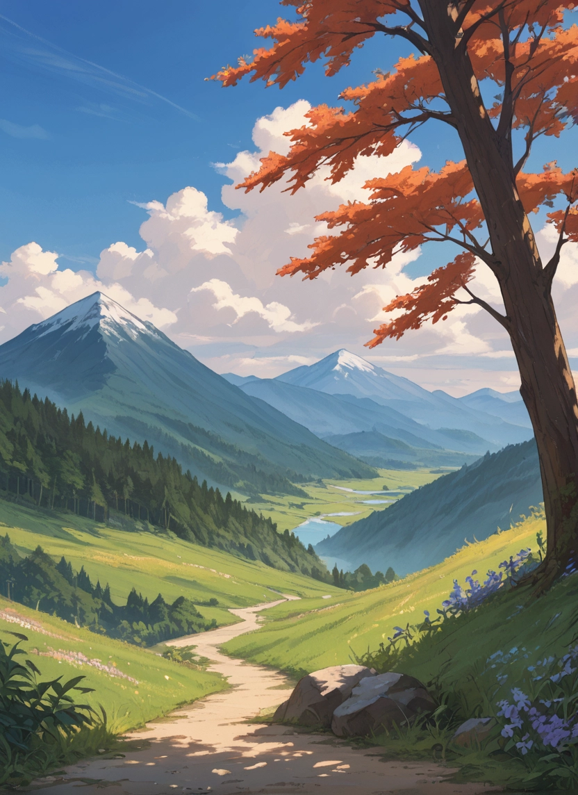 outdoors, scenery, no humans, tree, sky, grass · Yamete.gg