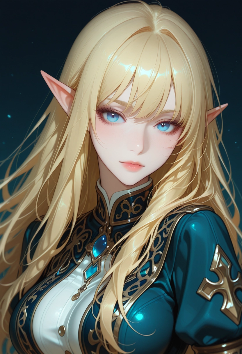 1girl, solo, pointy ears, long hair, blue eyes, blonde hair · Yamete.gg