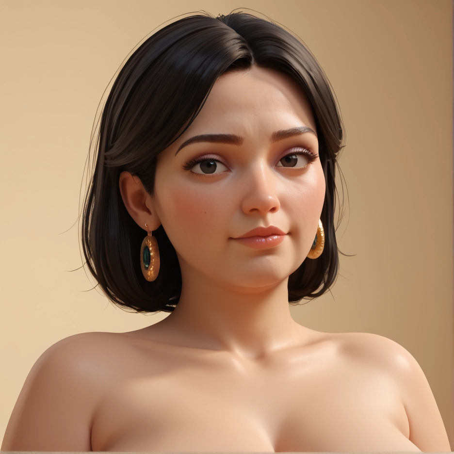 1girl, solo, earrings, jewelry, black hair, short hair · Yamete.gg
