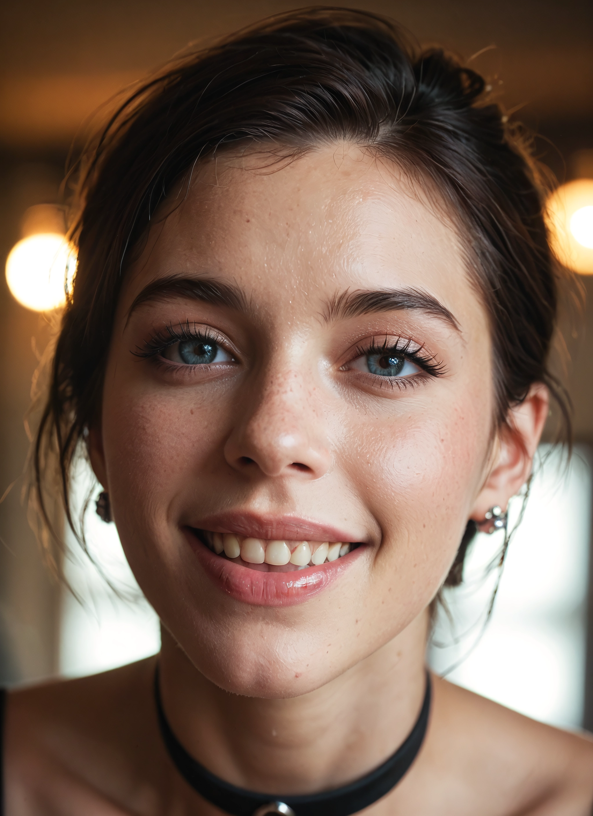 1girl, solo, choker, smile, jewelry, earrings · Yamete.gg