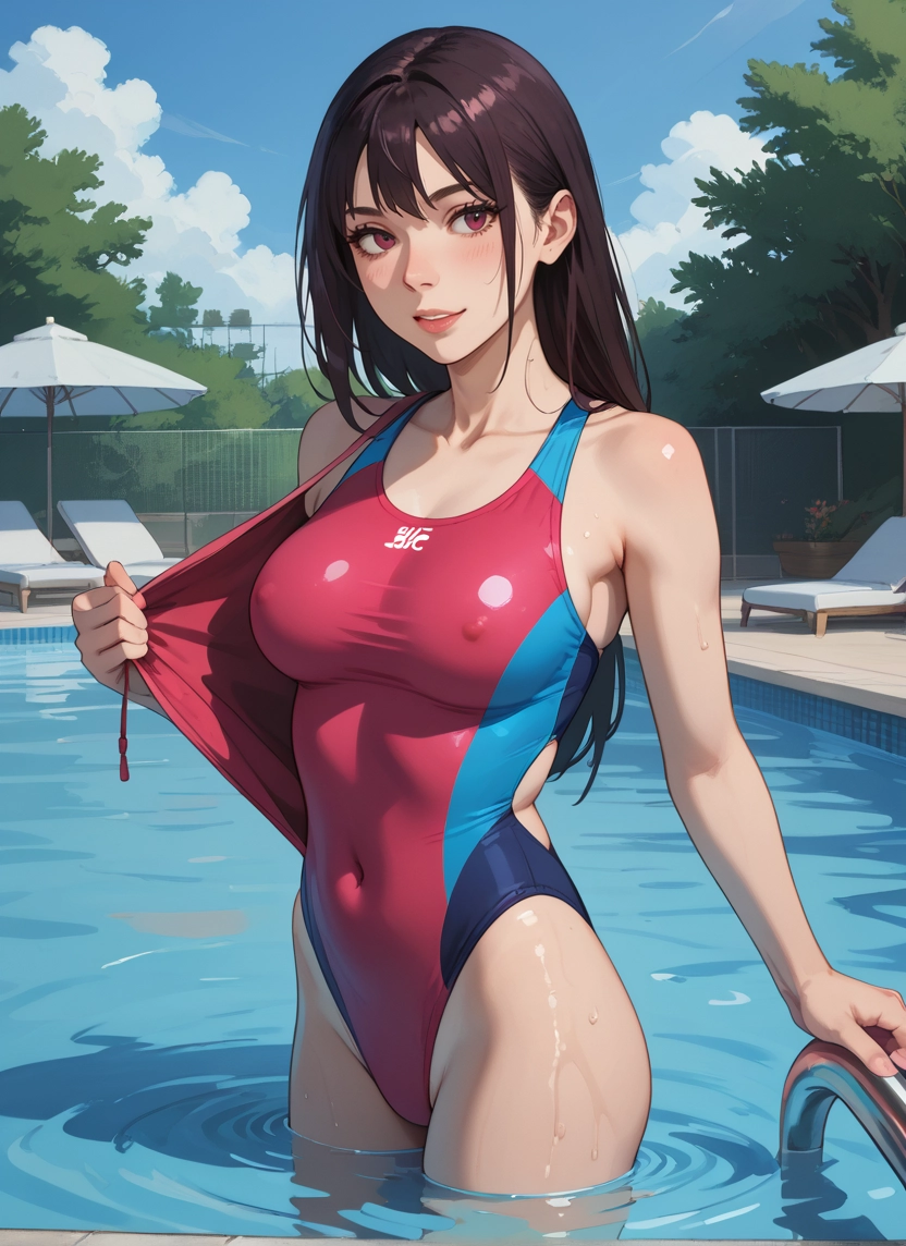 1girl, swimsuit, breasts, one-piece swimsuit, solo, competition swimsuit · Yamete.gg