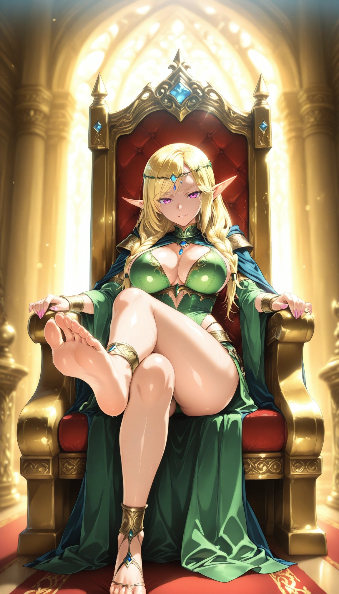 1girl, breasts, elf, blonde hair, pointy ears, feet · Yamete.gg