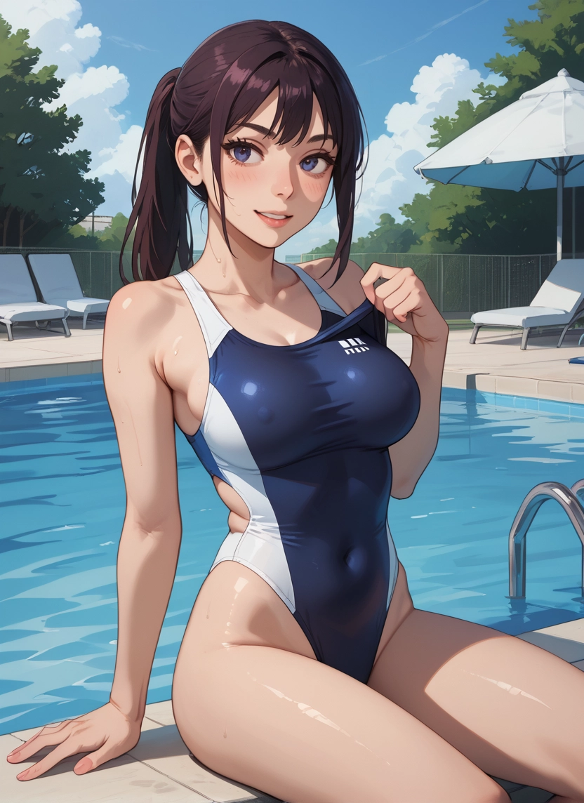 1girl, breasts, swimsuit, one-piece swimsuit, solo, competition swimsuit · Yamete.gg