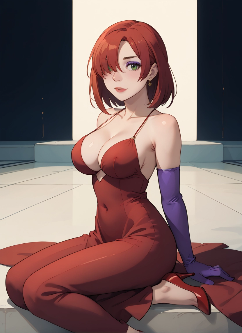 breasts, 1girl, gloves, dress, solo, jewelry · Yamete.gg