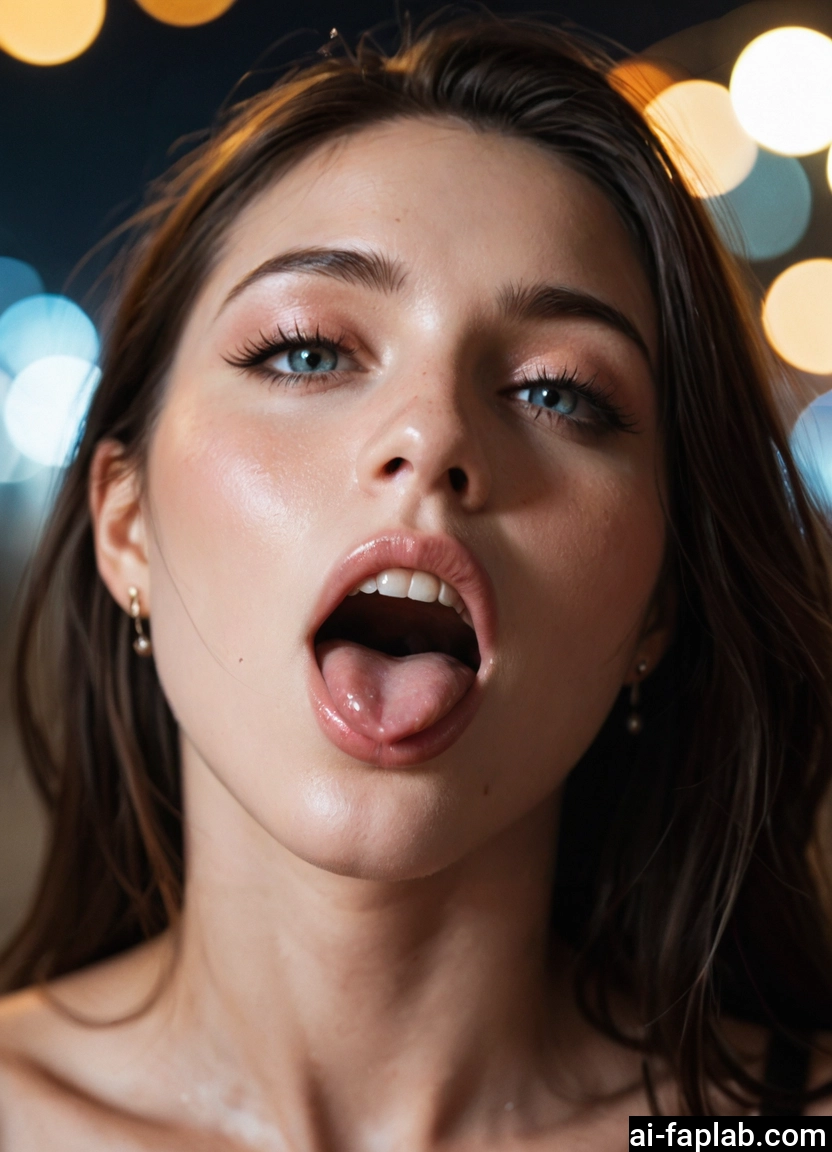 1girl, solo, open mouth, jewelry, earrings, tongue