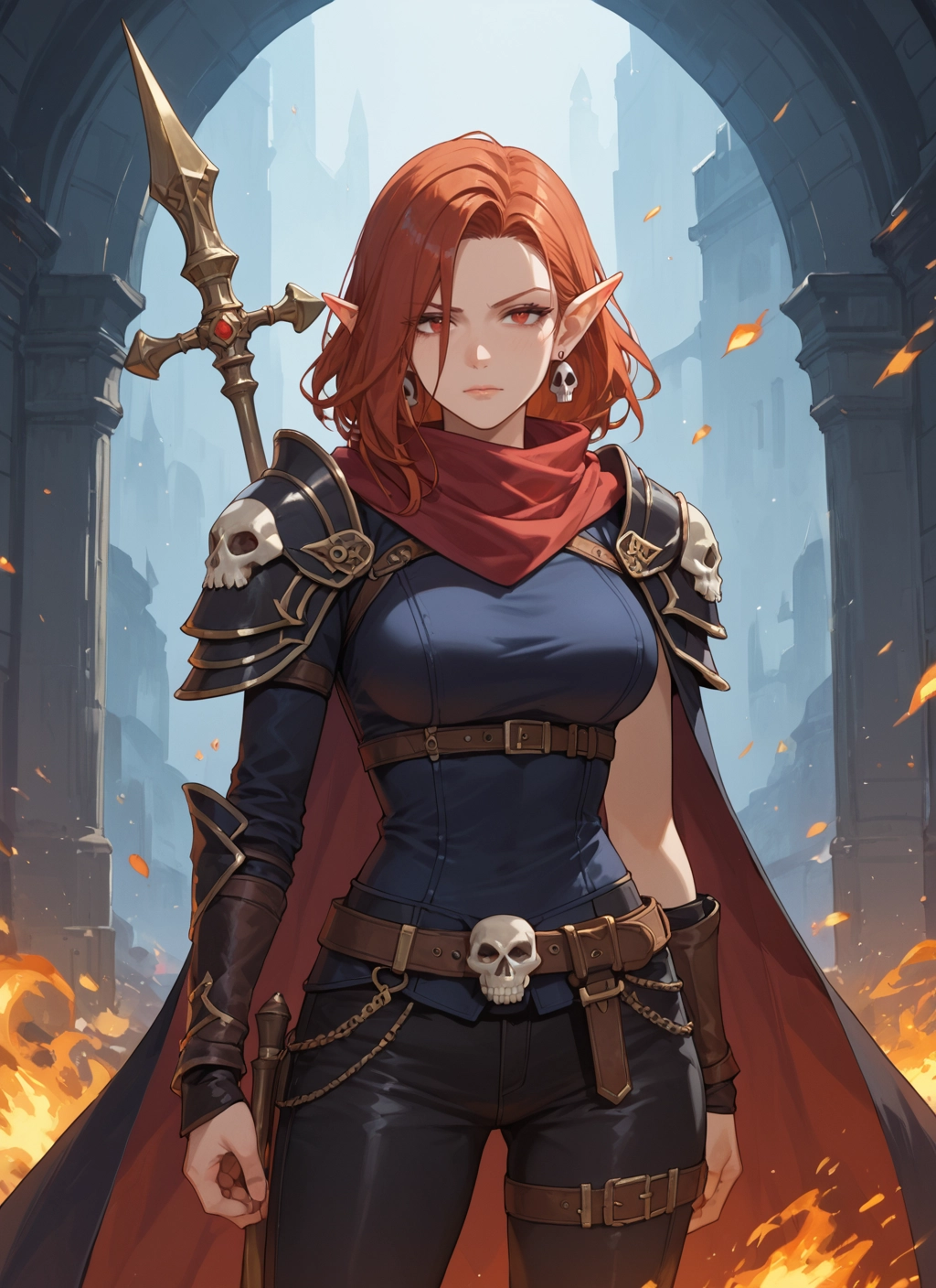 1girl, pointy ears, jewelry, earrings, solo, breasts · Yamete.gg