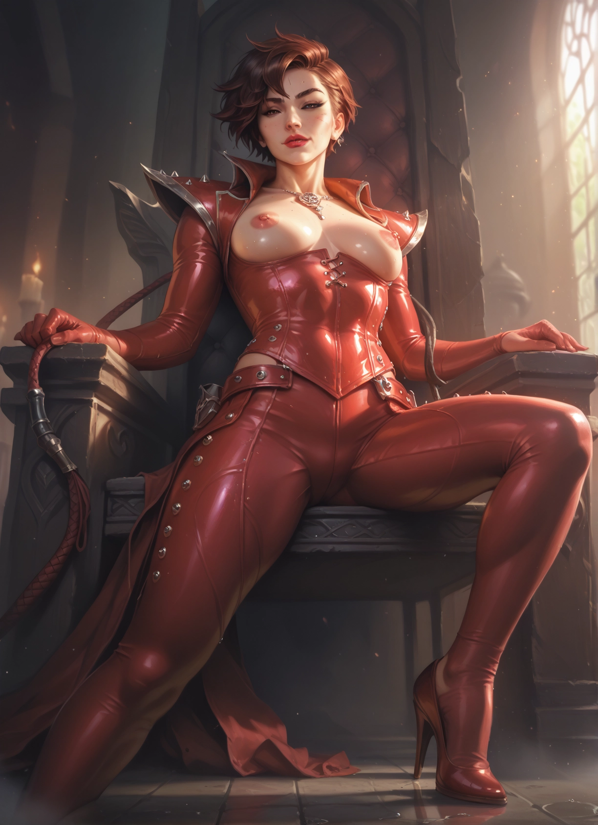 1girl, breasts, nipples, high heels, short hair, solo · Yamete.gg