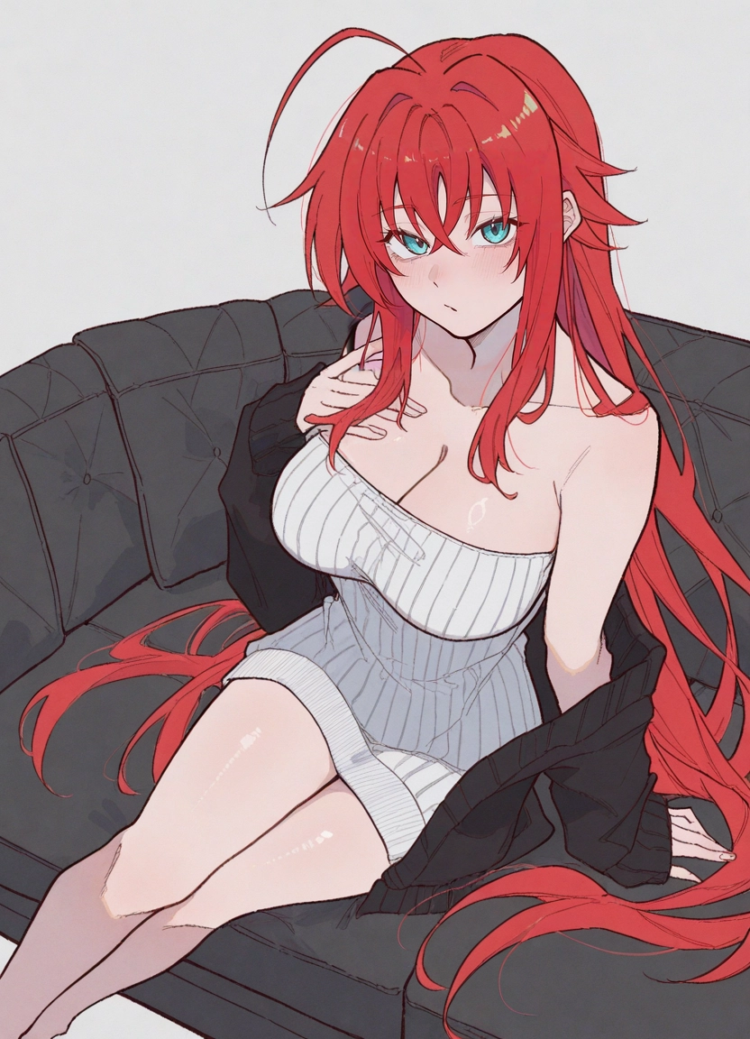 1girl, breasts, long hair, red hair, solo, cleavage · Yamete.gg