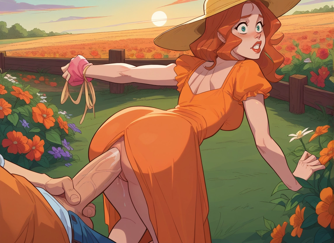 1girl, penis, flower, 1boy, hat, hetero · Yamete.gg