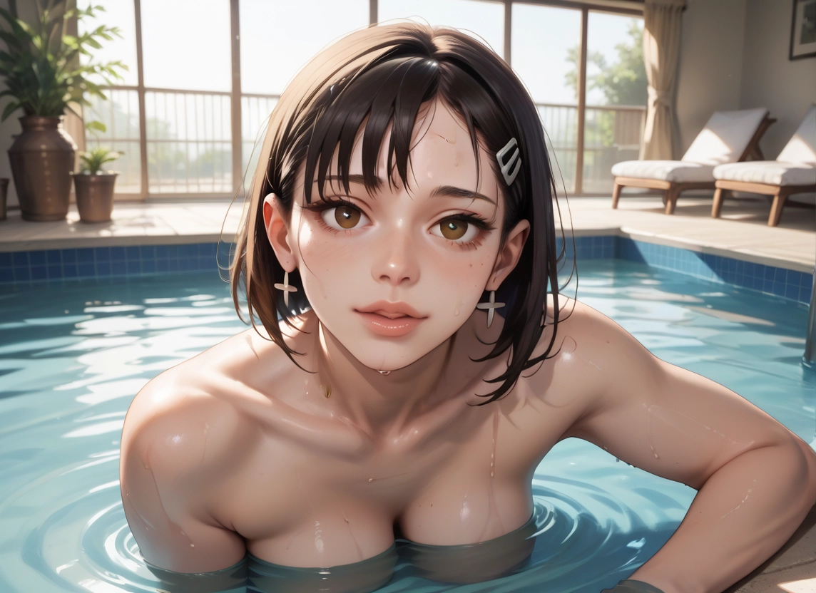1girl, breasts, solo, jewelry, earrings, looking at viewer · Yamete.gg