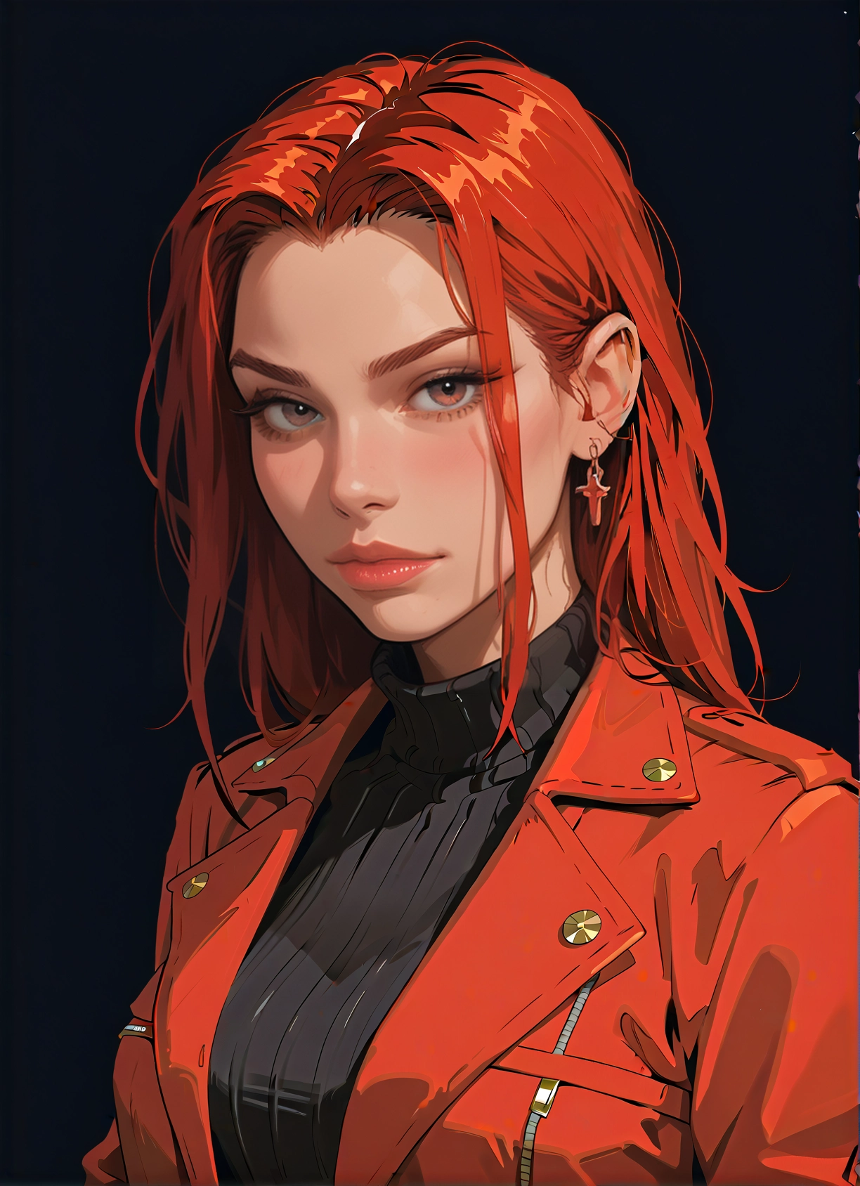 1girl, solo, jewelry, earrings, sweater, looking at viewer · Yamete.gg