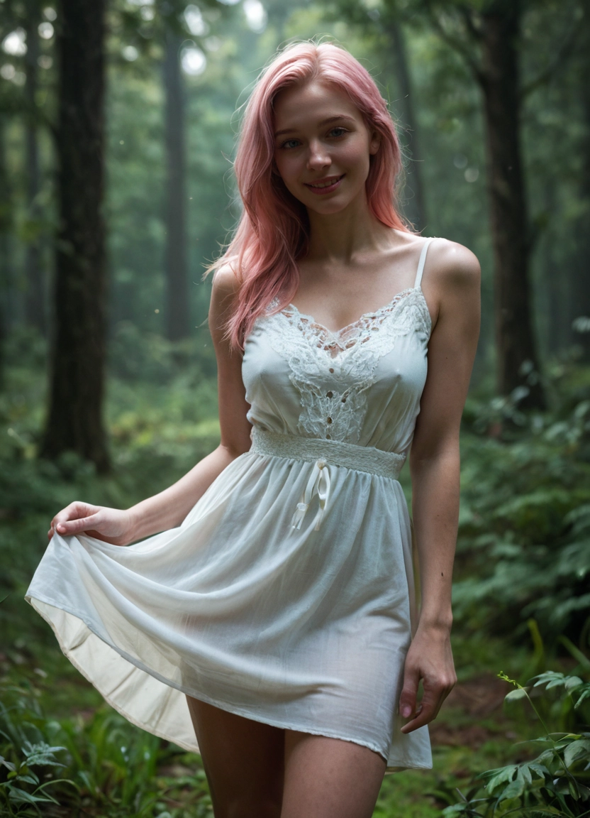 1girl, solo, dress, nature, long hair, white dress · Yamete.gg