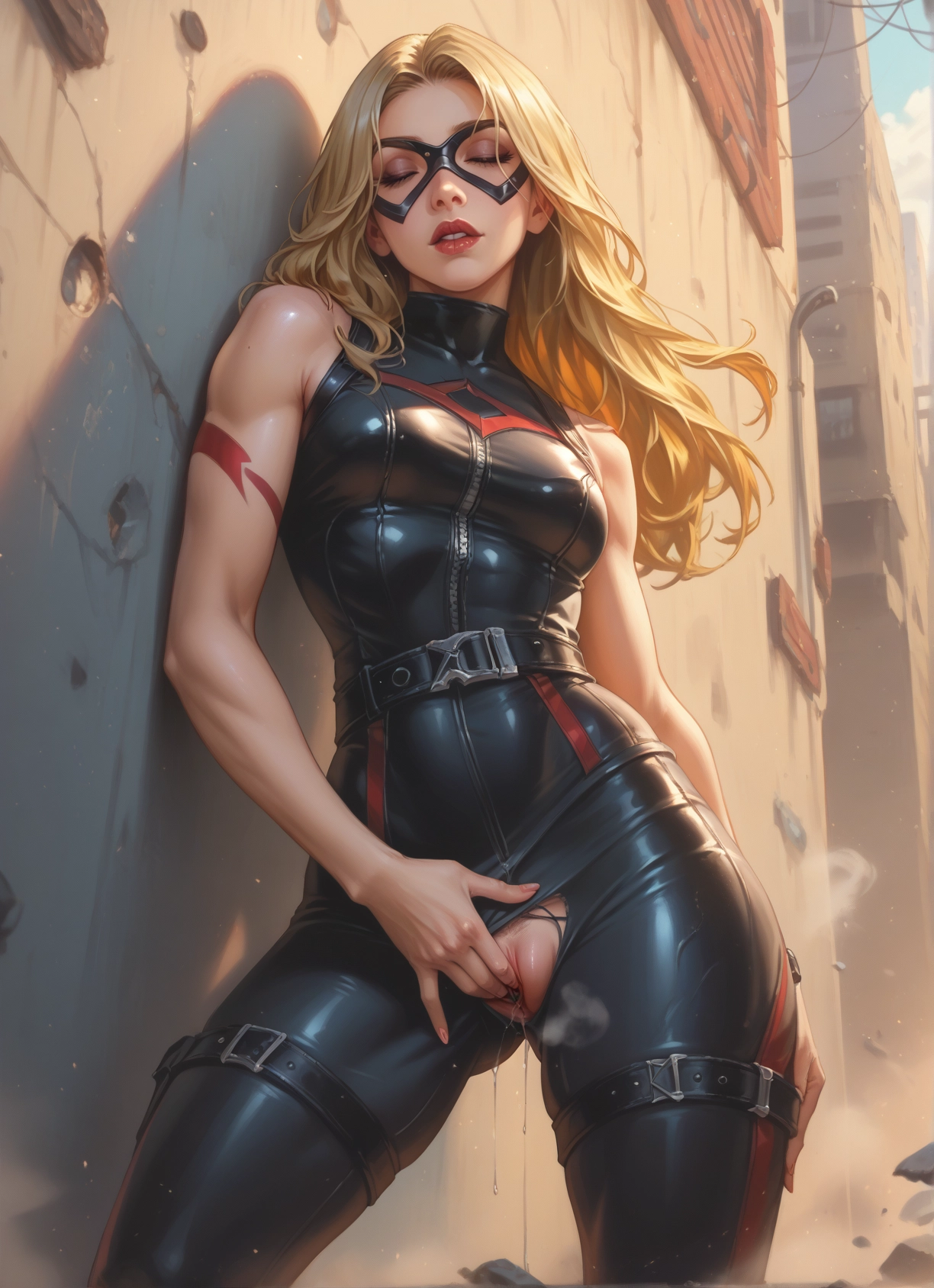 1girl, blonde hair, solo, pussy juice, pussy, breasts · Yamete.gg
