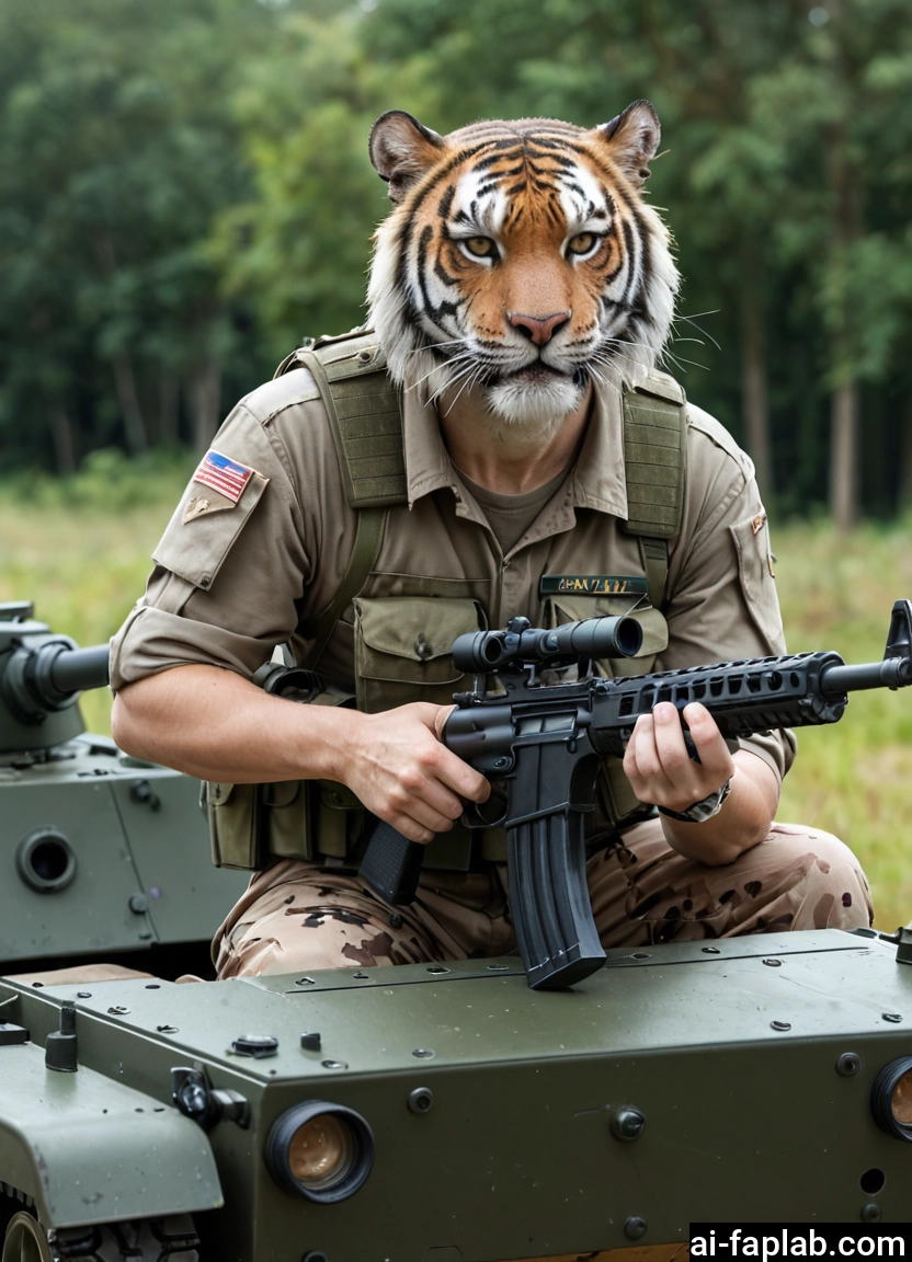 furry, weapon, gun, ground vehicle, military vehicle, motor vehicle · Yamete.gg
