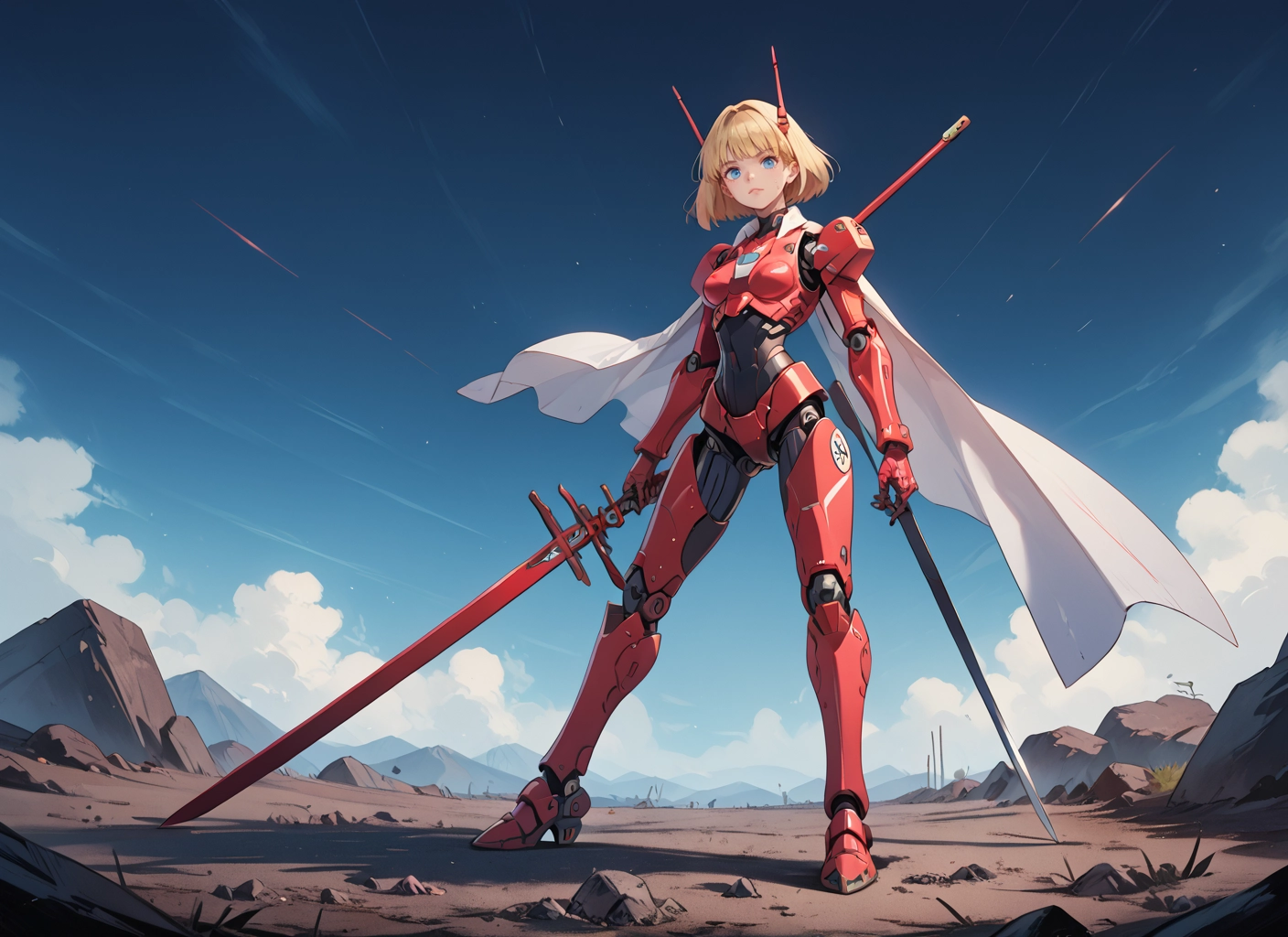 1girl, weapon, sword, blue eyes, solo, holding · Yamete.gg