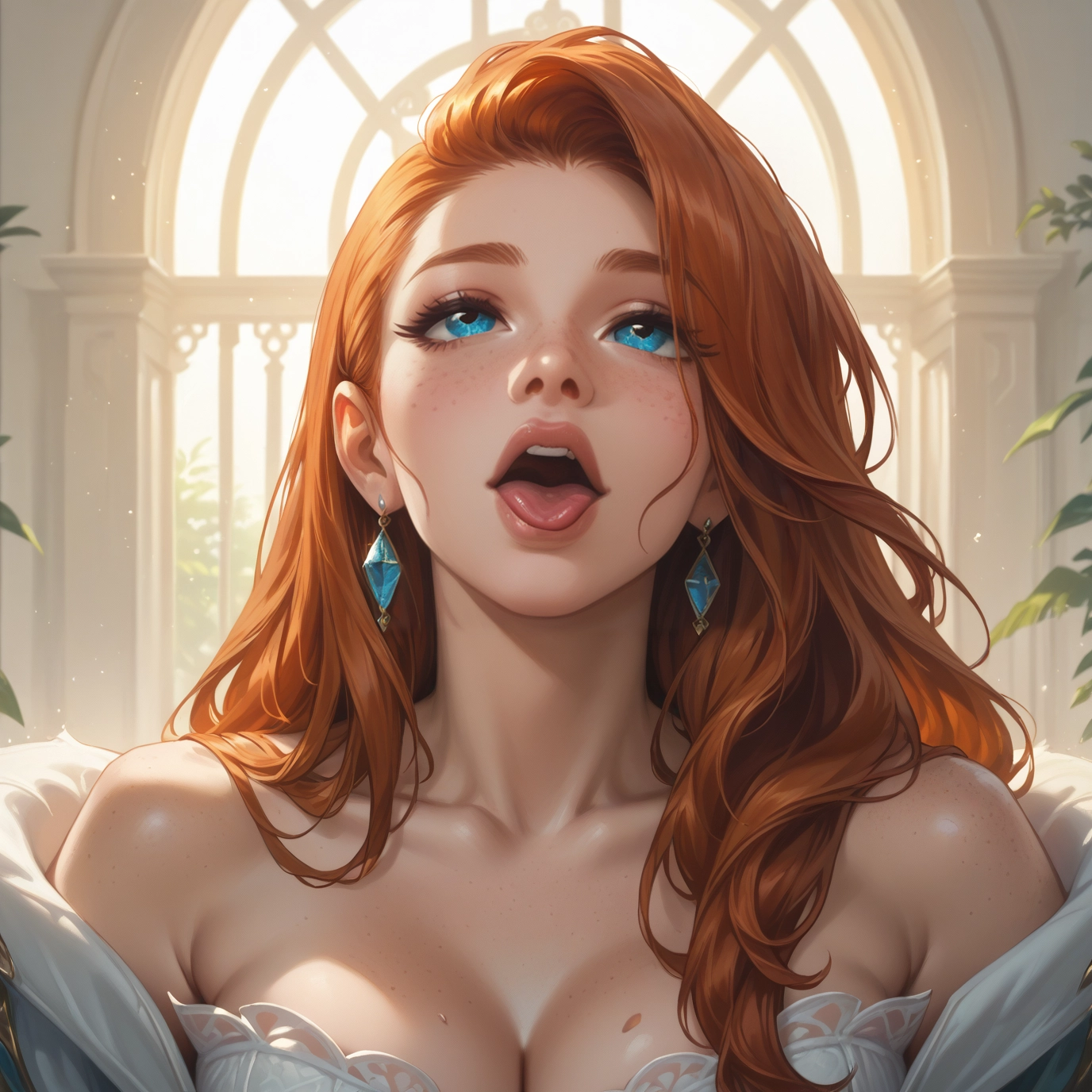 1girl, breasts, long hair, solo, jewelry, earrings · Yamete.gg