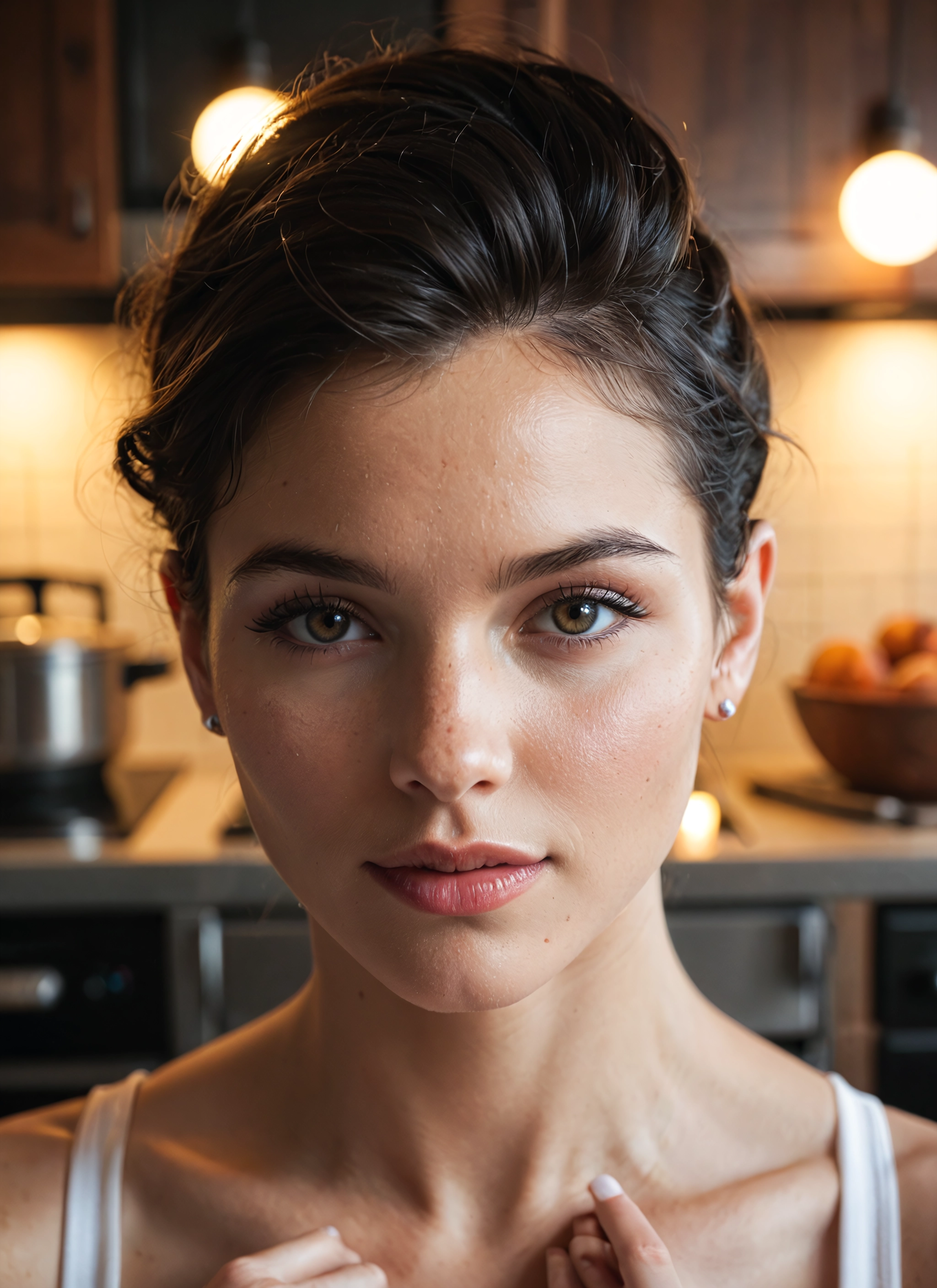1girl, solo, jewelry, looking at viewer, earrings, brown eyes · Yamete.gg