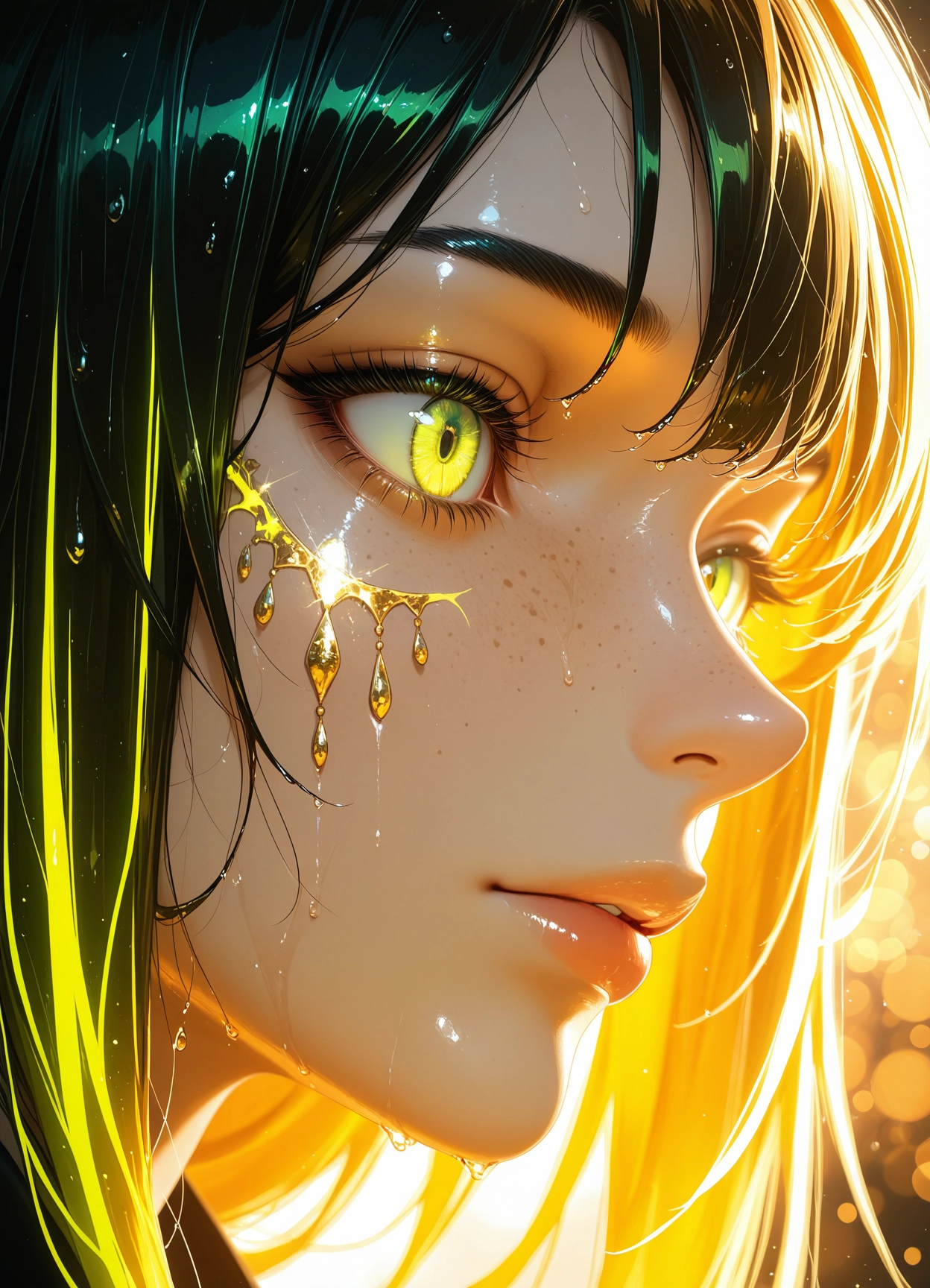 1girl, solo, freckles, eyelashes, parted lips, bangs · Yamete.gg