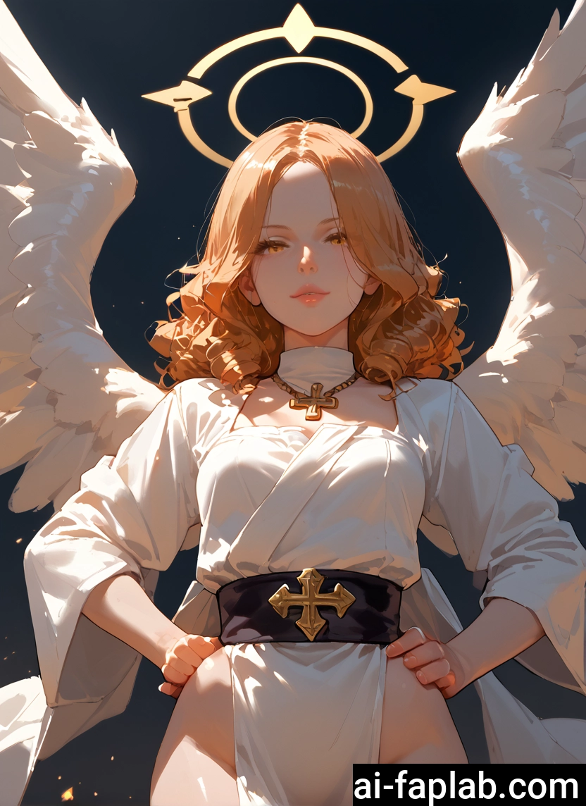 1girl, wings, solo, halo, angel, hands on hips · Yamete.gg