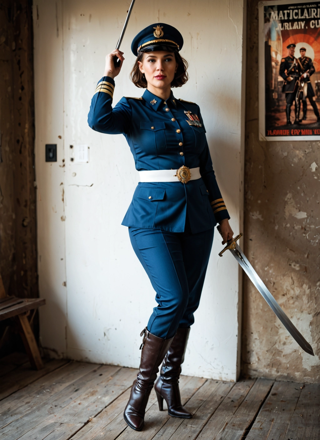 1girl, weapon, sword, uniform, boots, military uniform · Yamete.gg