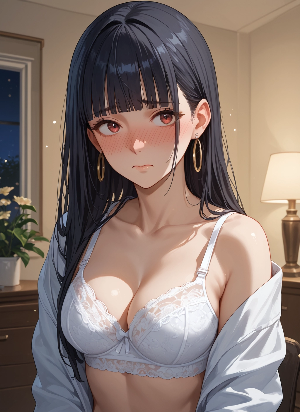 1girl, breasts, underwear, bra, jewelry, blush · Yamete.gg