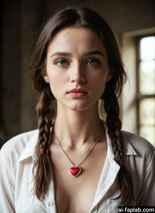 1girl, solo, jewelry, green eyes, braid, shirt · Yamete.gg