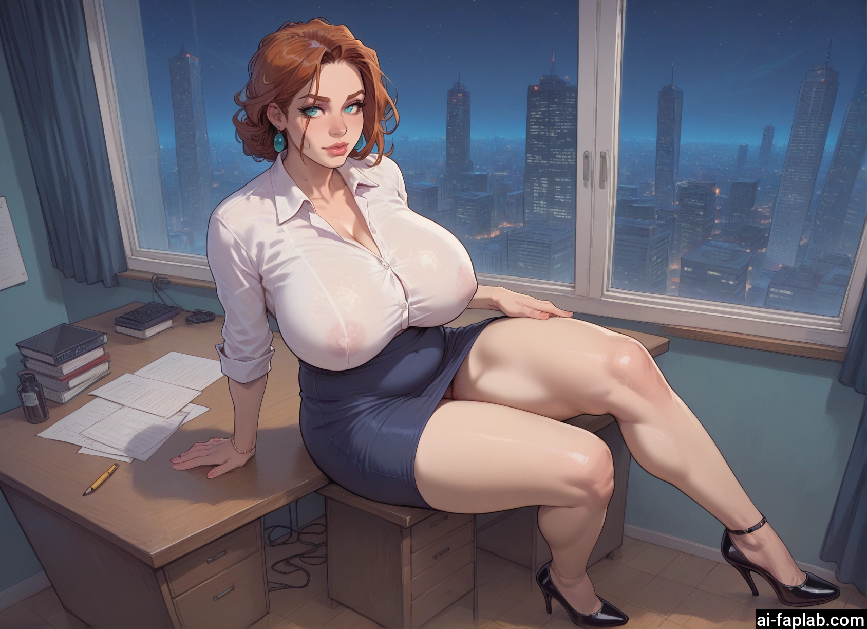 1girl, breasts, high heels, jewelry, skirt, earrings · Yamete.gg