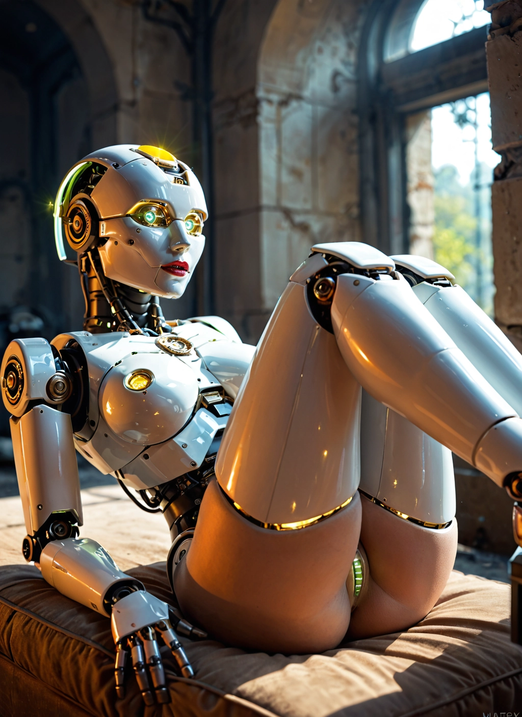 1girl, solo, striped, striped panties, underwear, robot joints · Yamete.gg