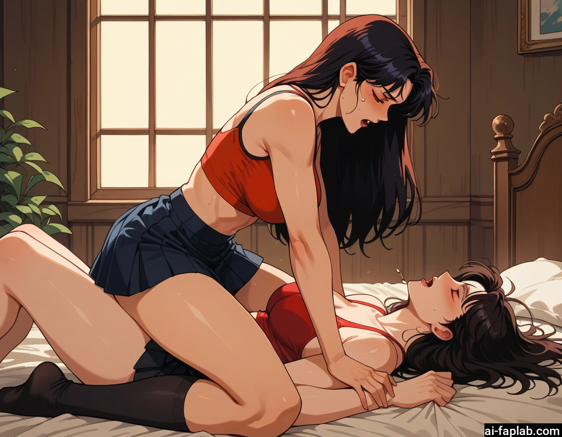 multiple girls, 2girls, skirt, yuri, breasts, closed eyes · Yamete.gg