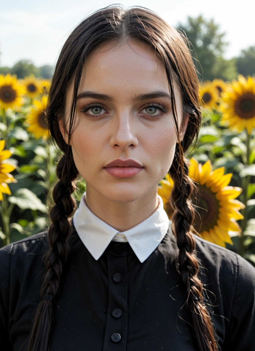 1girl, solo, flower, sunflower, braid, looking at viewer · Yamete.gg