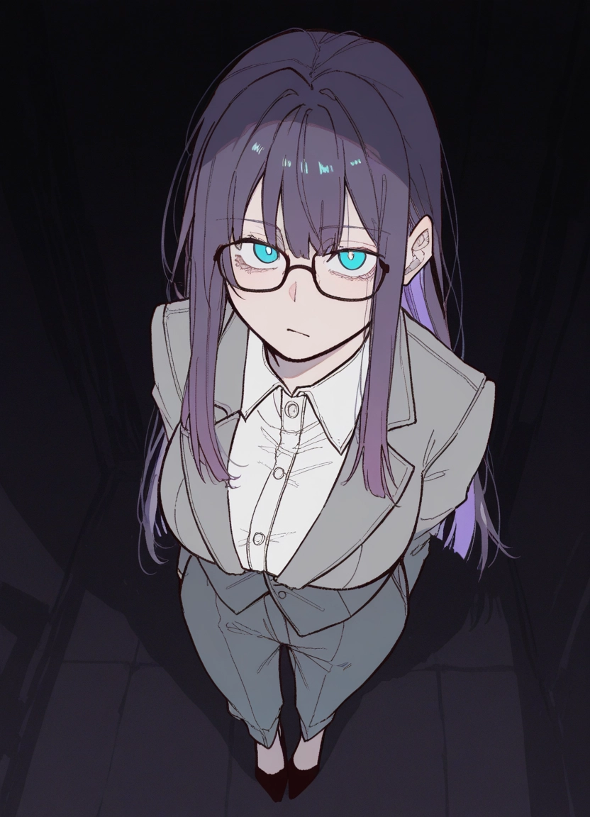 1girl, glasses, solo, long hair, breasts, shirt · Yamete.gg