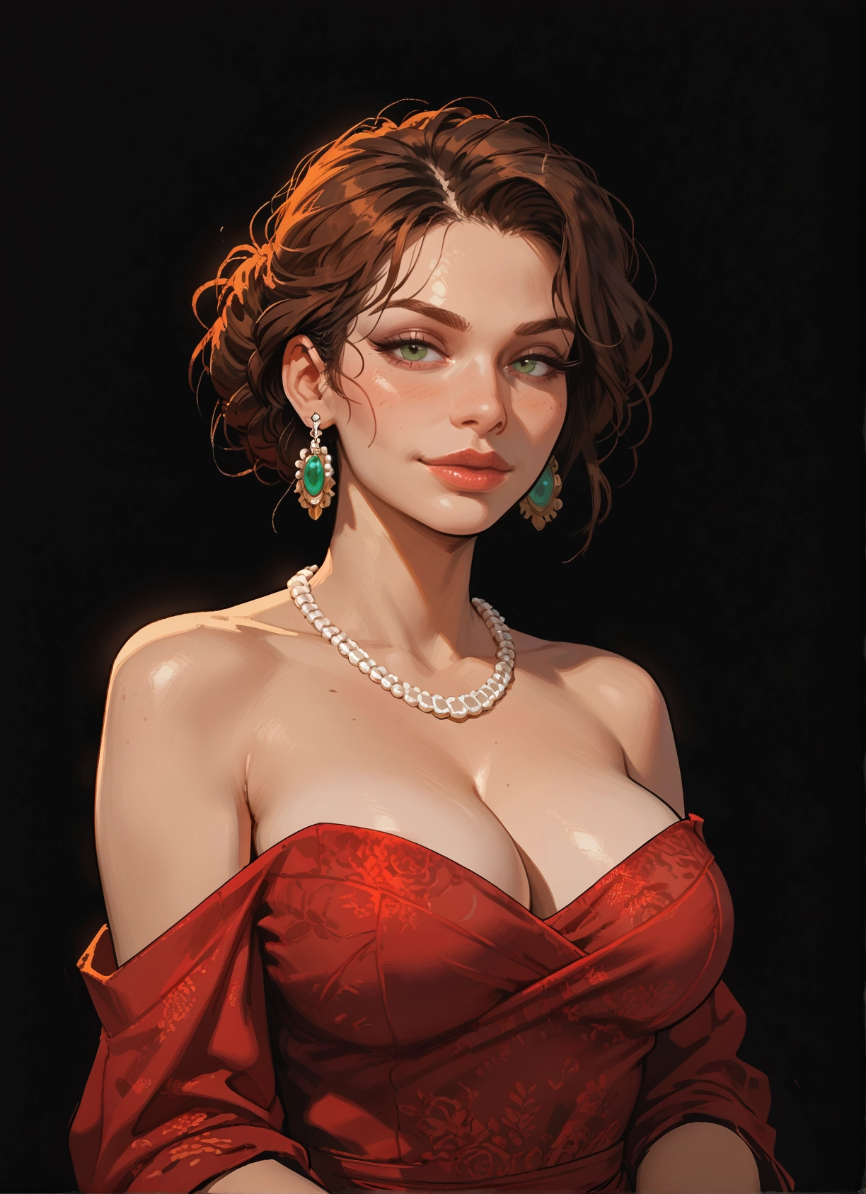 1girl, breasts, jewelry, earrings, solo, cleavage · Yamete.gg