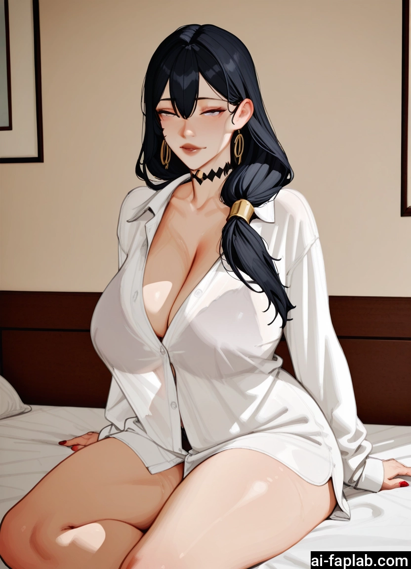 1girl, breasts, jewelry, earrings, shirt, cleavage