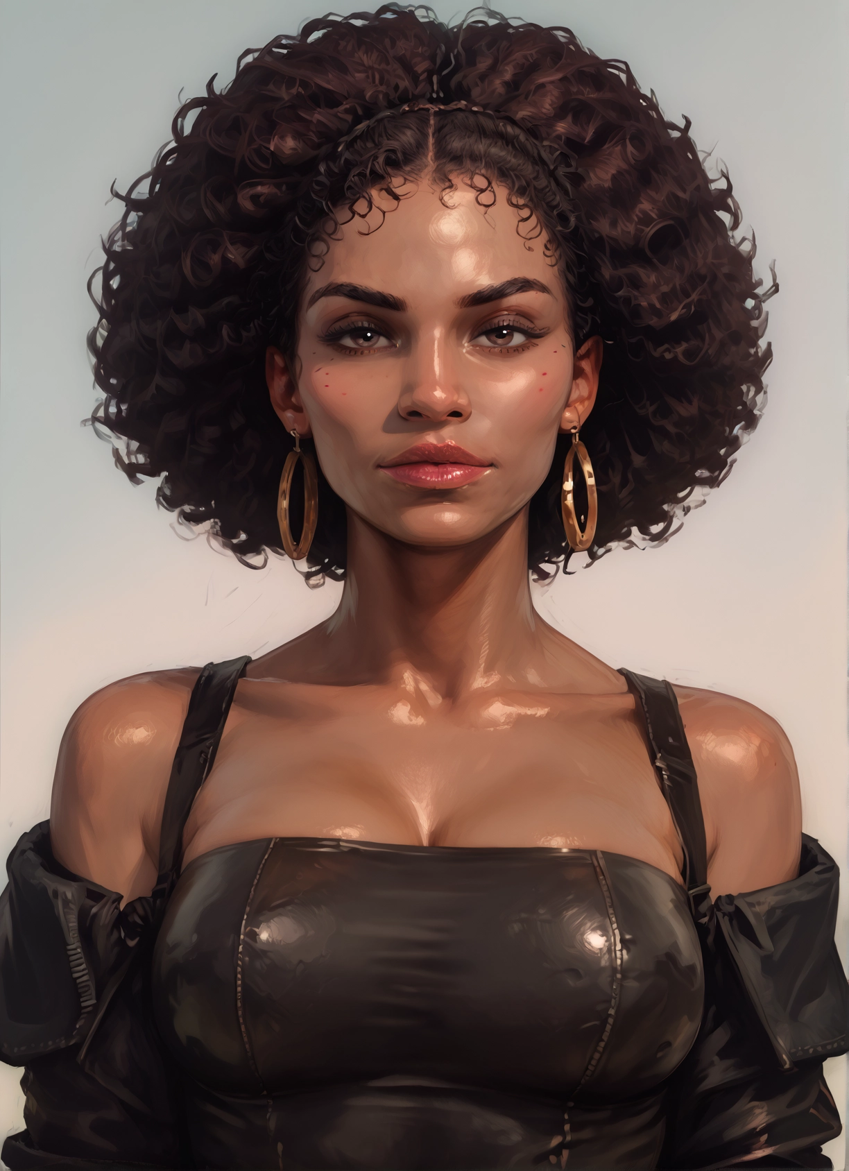 1girl, solo, jewelry, earrings, breasts, brown eyes · Yamete.gg
