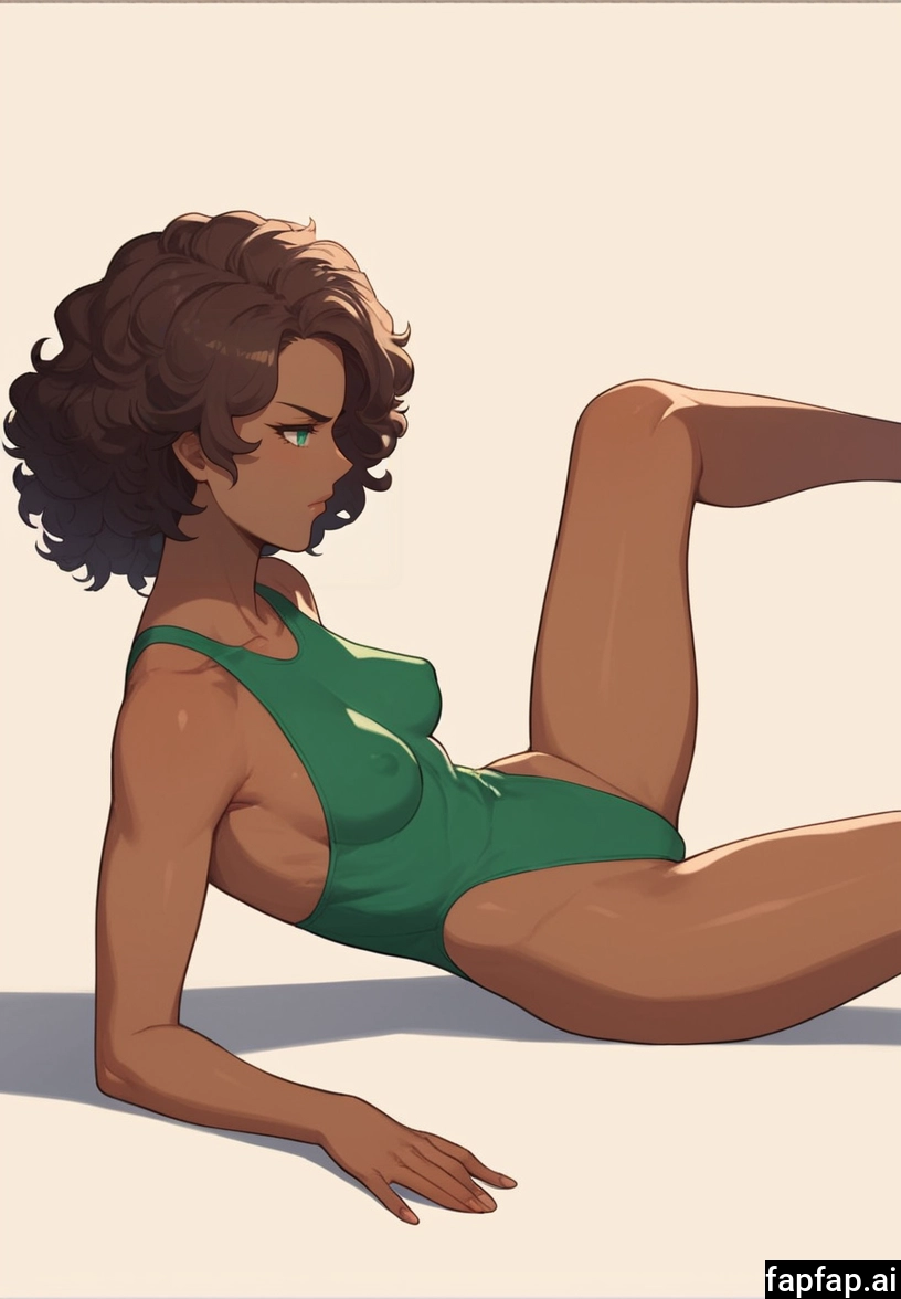 1girl, solo, breasts, dark skin, green eyes, covered nipples