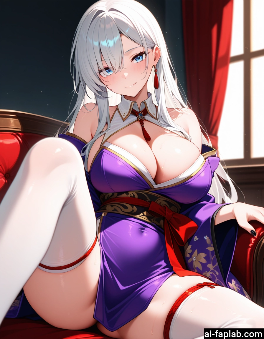 breasts, 1girl, thighhighs, long hair, large breasts, blue eyes