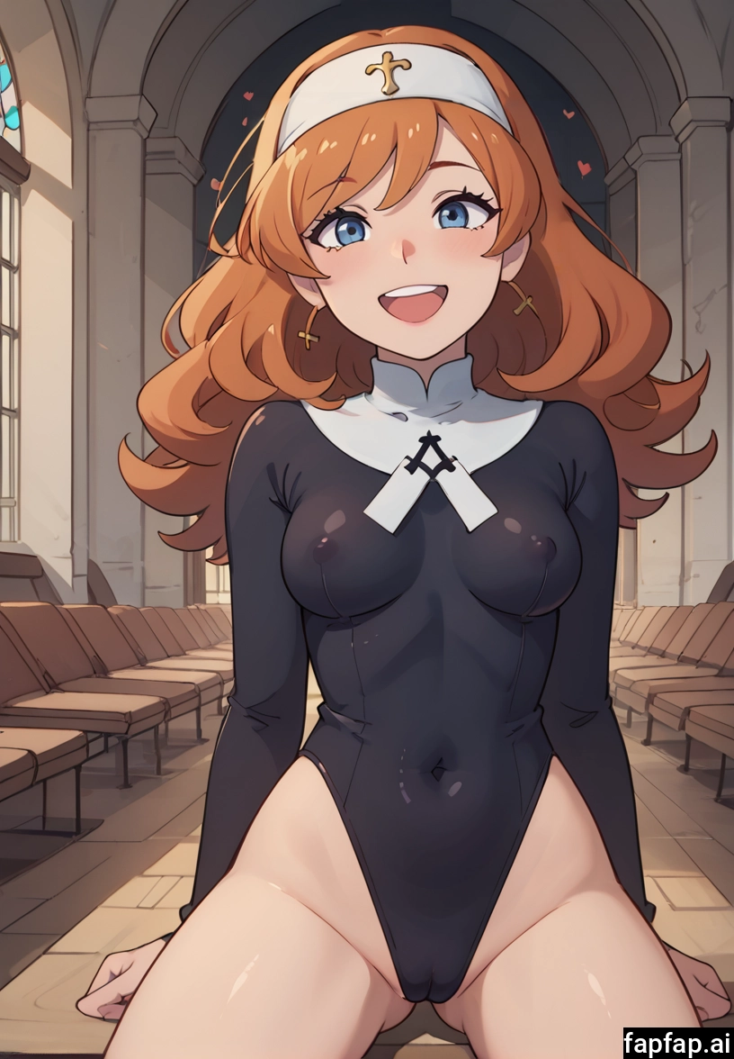 1girl, solo, breasts, blue eyes, nun, earrings · Yamete.gg