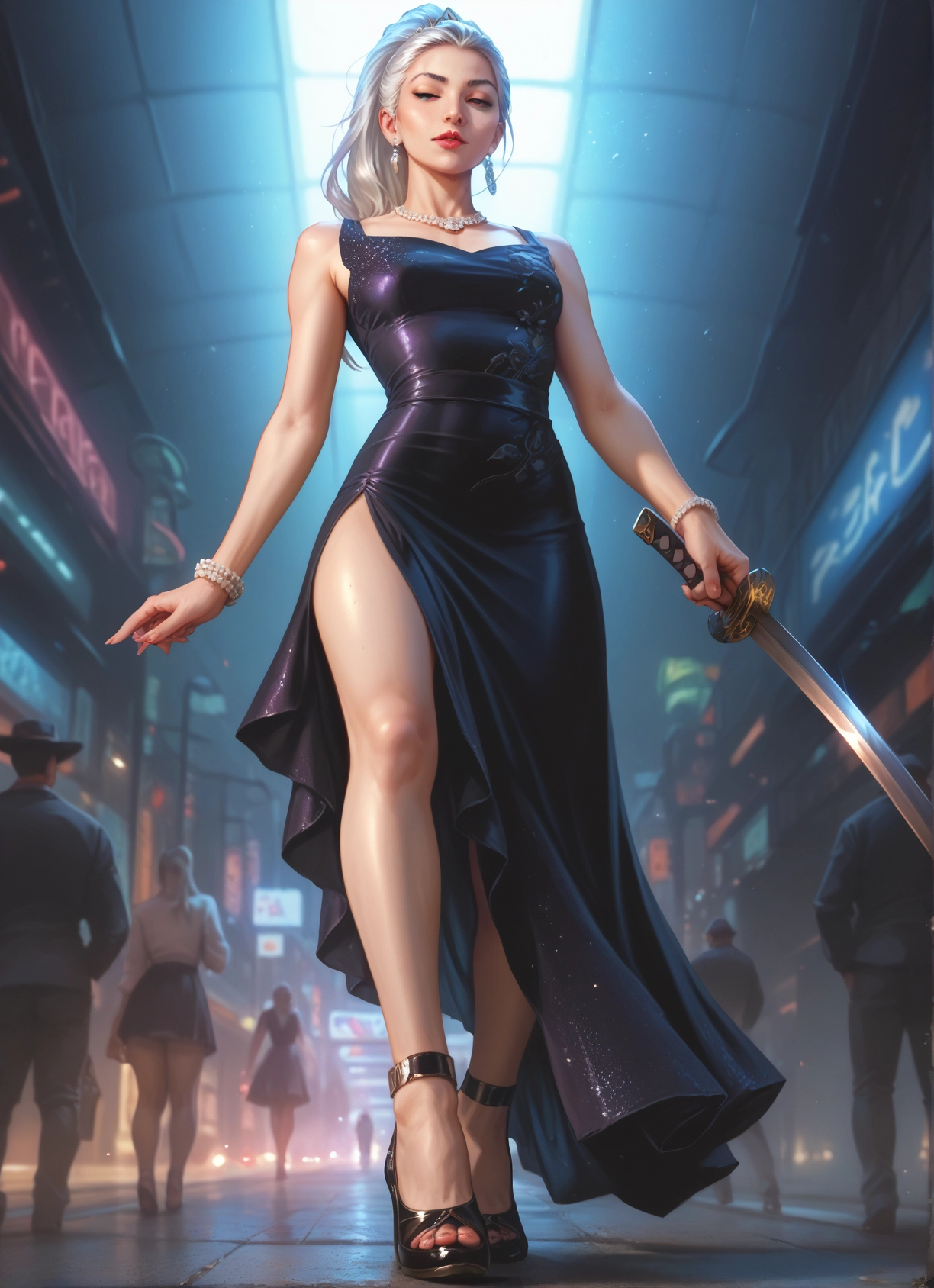 weapon, sword, dress, jewelry, earrings, necklace · Yamete.gg