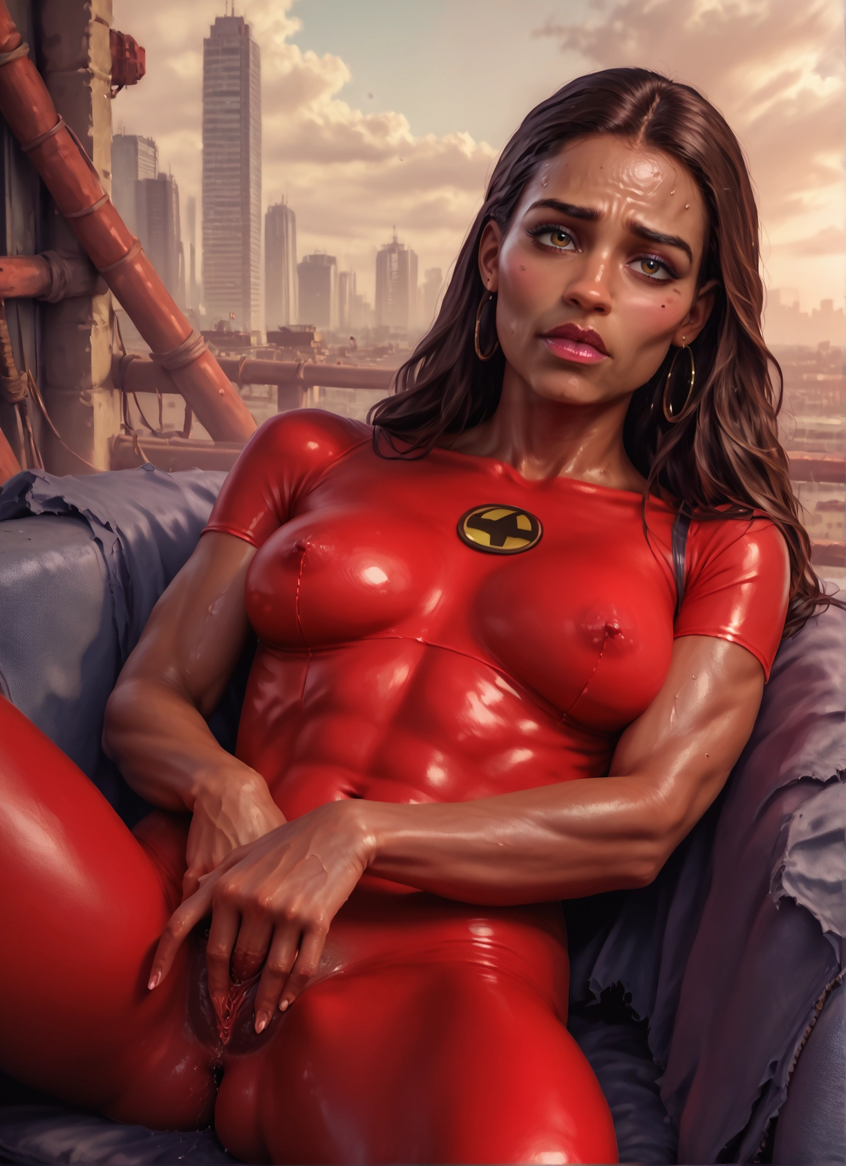 1girl, solo, jewelry, earrings, breasts, pussy · Yamete.gg