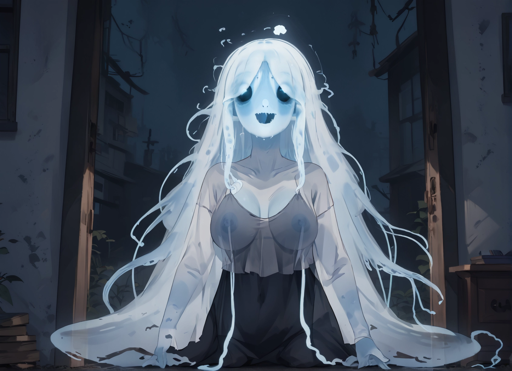 1girl, breasts, long hair, solo, open mouth, monster girl · Yamete.gg