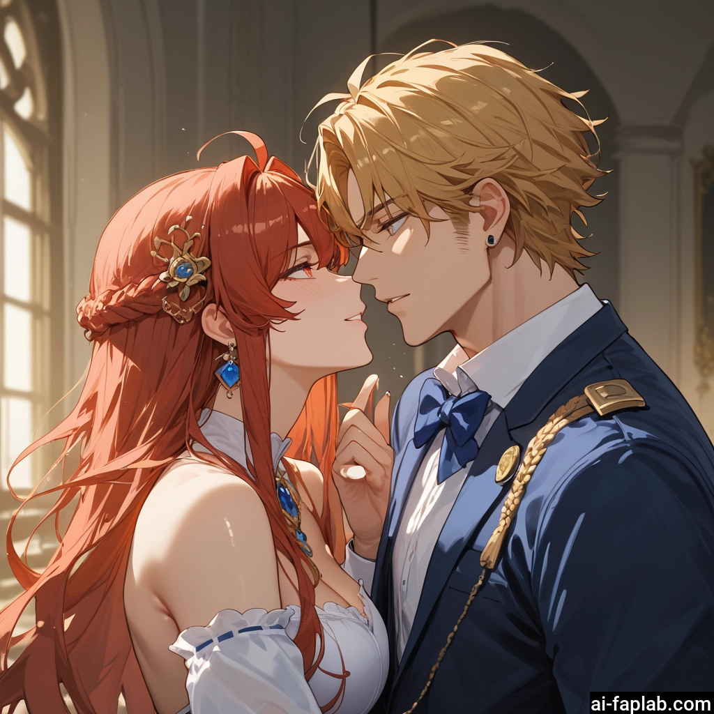 1girl, 1boy, blonde hair, long hair, jewelry, breasts · Yamete.gg